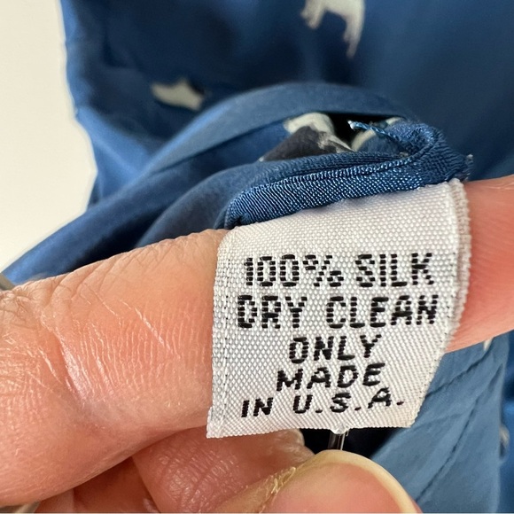 Sea New York 100% Silk French Bulldog Print Romper Blue Size XS - Picture 5 of 5